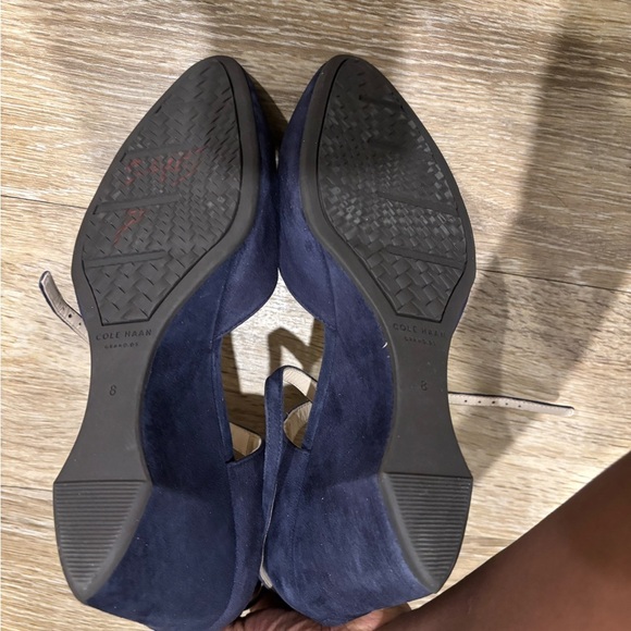 Cole Haan Grand OS Women's Size 8B Blue Suede Wedge Heel Ankle Strap Sandals - Picture 5 of 7